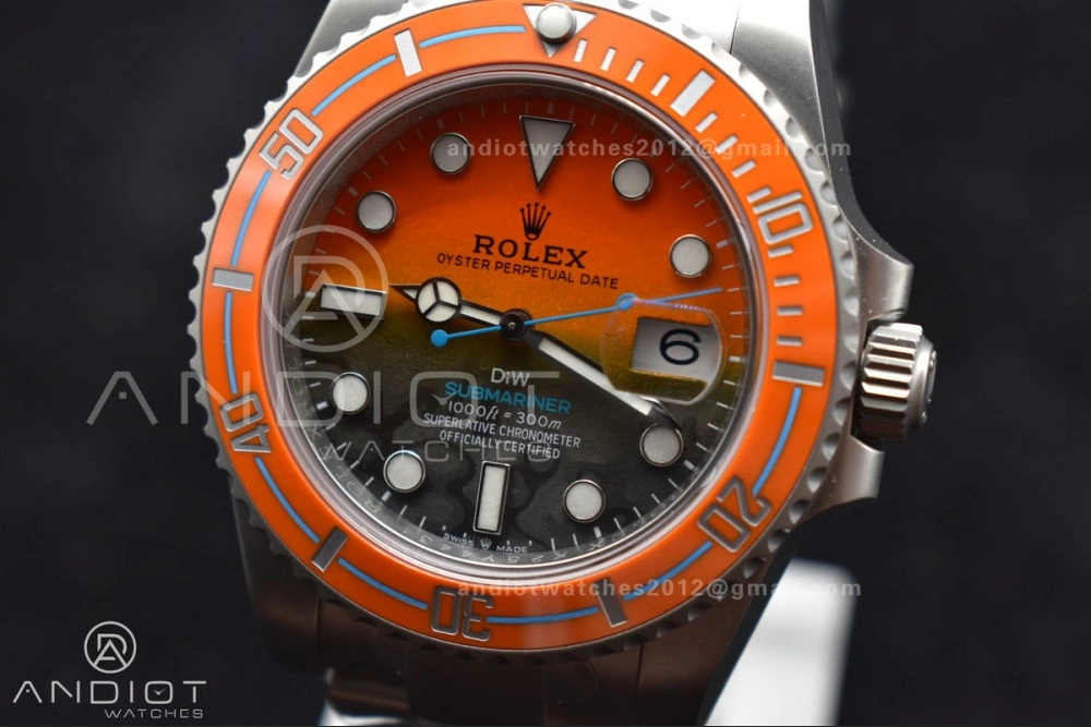 Submariner DIW Sandblasted VSF 1:1 Best Edition Orange Ceramic Bezel Orange Black Dial on SS Bracelet VS Stretchable 1161
