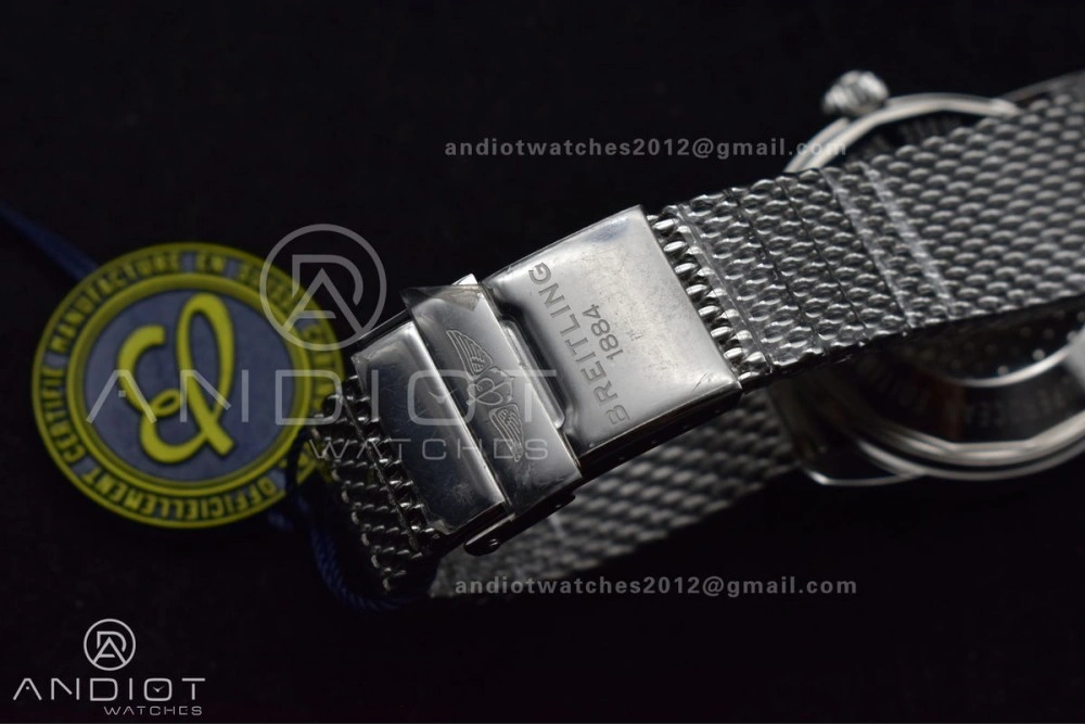 Super Ocean Heritage II BLSF 42mm SS Black Dial Black Ceramic Bezel on SS Mesh Bracelet A ModernLook 194