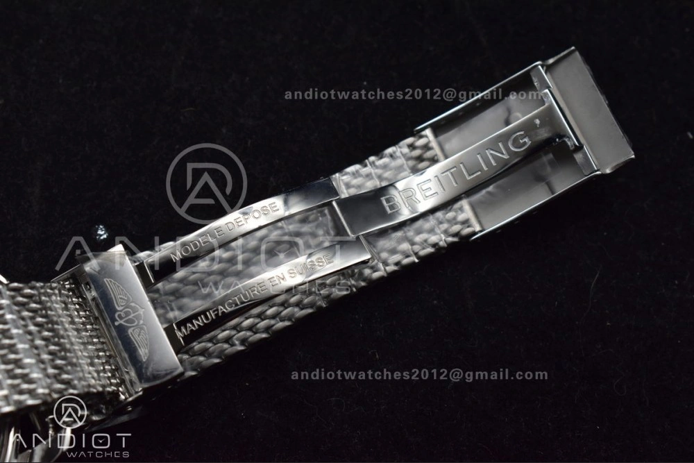 Super Ocean Heritage II BLSF 42mm SS Black Dial Black Ceramic Bezel on SS Mesh Bracelet A ModernLook 194