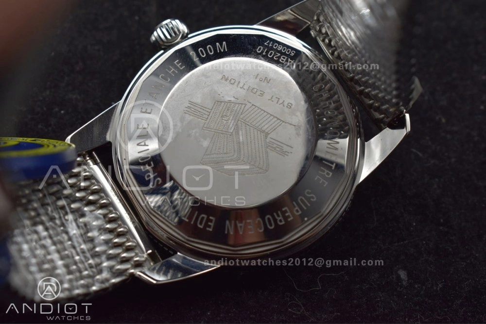 Super Ocean Heritage II BLSF 42mm SS Black Dial Black Ceramic Bezel on SS Mesh Bracelet A ModernLook 194