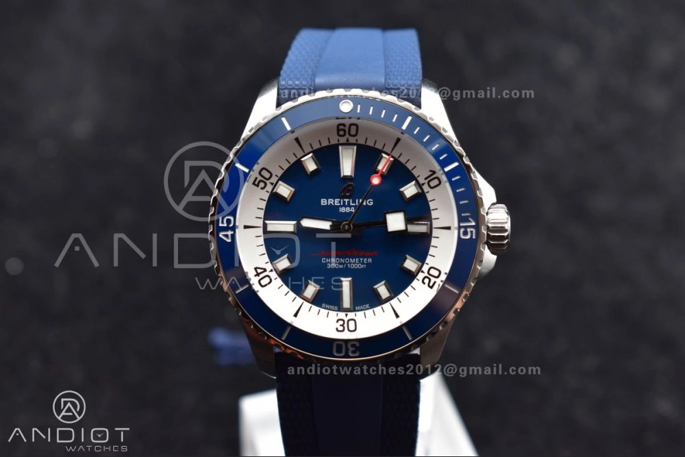 SuperOcean Automatic 42 SS BLSF 1:1 Best Edition Blue Dial on Blue Rubber Strap A FashionForward 201