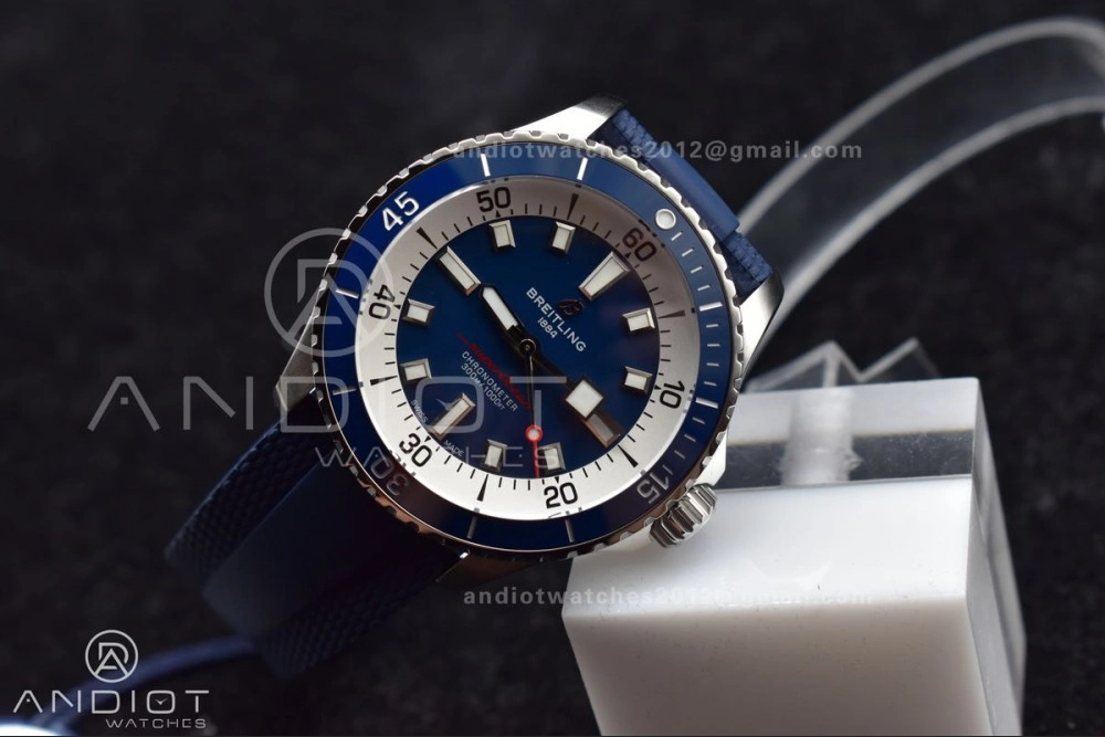 SuperOcean Automatic 42 SS BLSF 1:1 Best Edition Blue Dial on Blue Rubber Strap A FashionForward 201