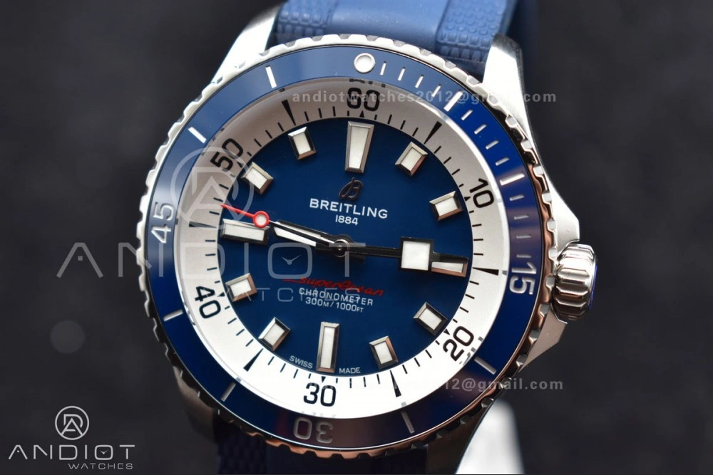 SuperOcean Automatic 42 SS BLSF 1:1 Best Edition Blue Dial on Blue Rubber Strap A FashionForward 201