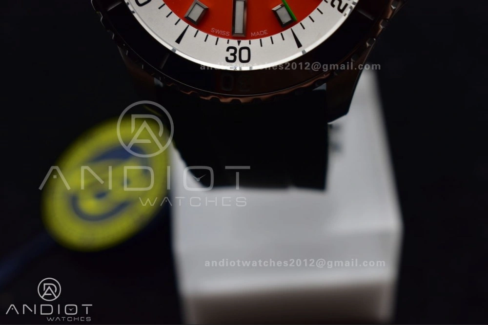 FashionForward SuperOcean Automatic 42 SS BLSF 1:1 Best Edition Orange Dial on Green Rubber Strap A 1164