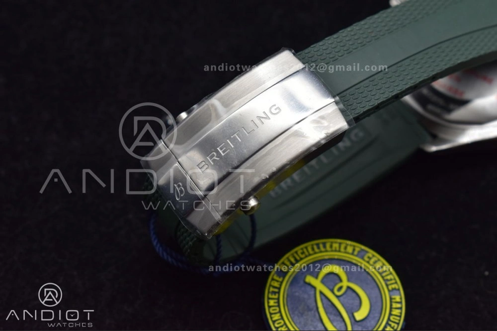 FashionForward SuperOcean Automatic 42 SS BLSF 1:1 Best Edition Orange Dial on Green Rubber Strap A 1164