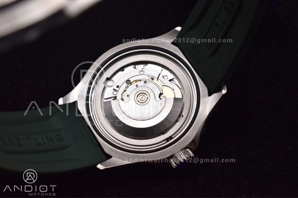 FashionForward SuperOcean Automatic 42 SS BLSF 1:1 Best Edition Orange Dial on Green Rubber Strap A 1164