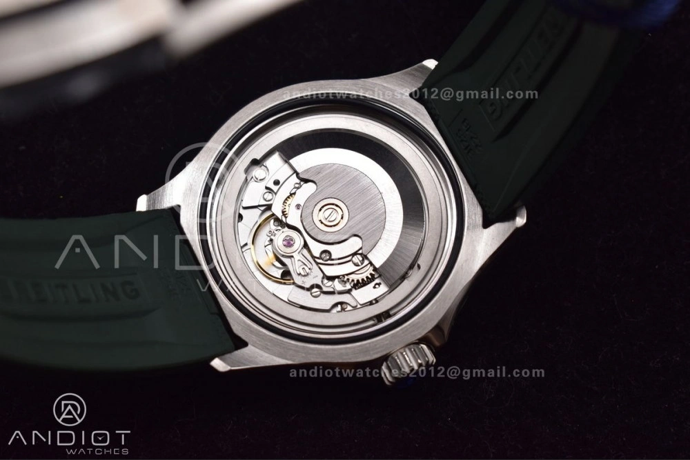 FashionForward SuperOcean Automatic 42 SS BLSF 1:1 Best Edition Orange Dial on Green Rubber Strap A 1164
