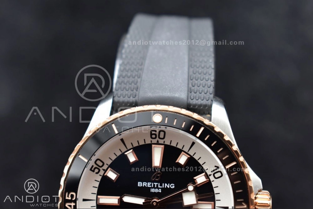 SuperOcean Automatic 42 SS RG BLSF 1:1 Best Edition Black Dial on Black Rubber Strap A Comfortable 1165