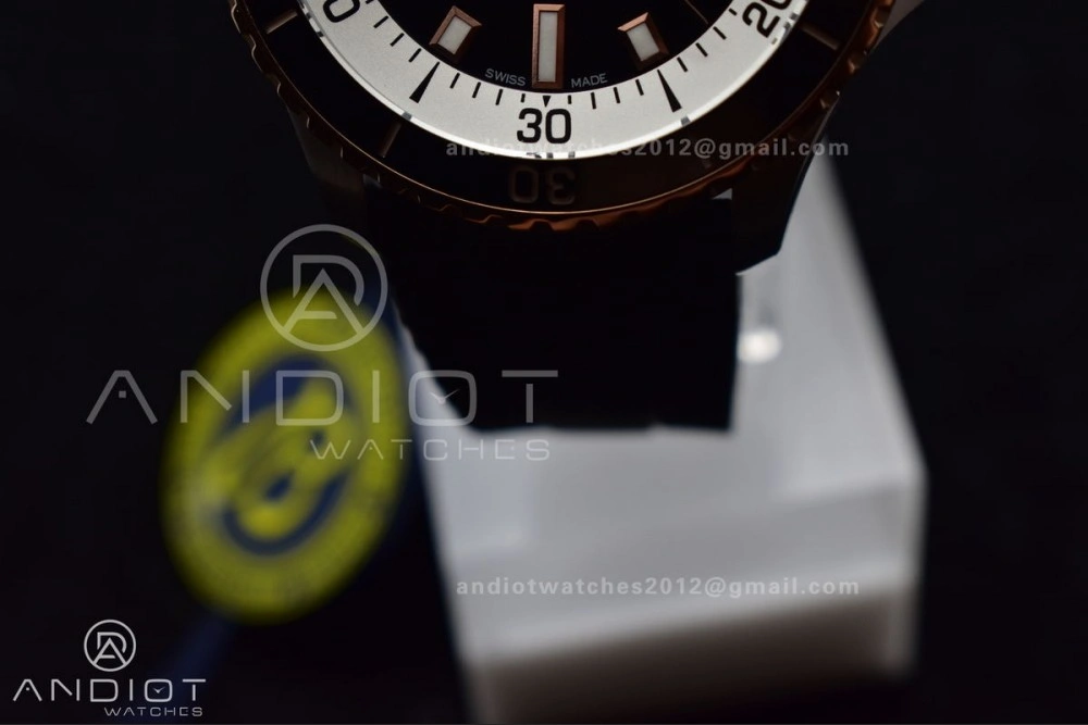 SuperOcean Automatic 42 SS RG BLSF 1:1 Best Edition Black Dial on Black Rubber Strap A Comfortable 1165