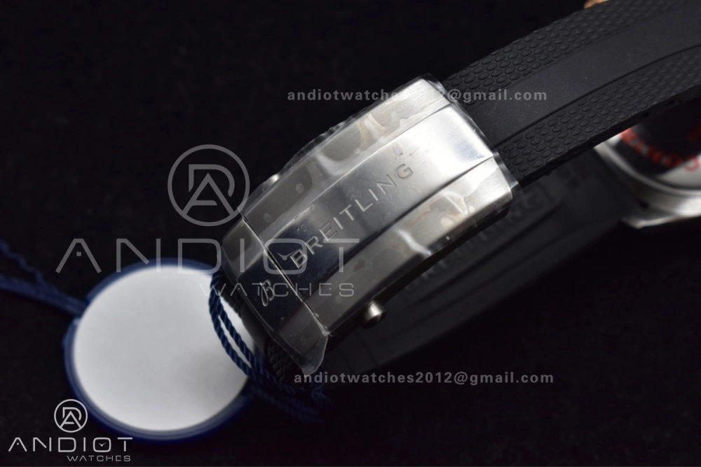 SuperOcean Automatic 42 SS RG BLSF 1:1 Best Edition Black Dial on Black Rubber Strap A Comfortable 1165