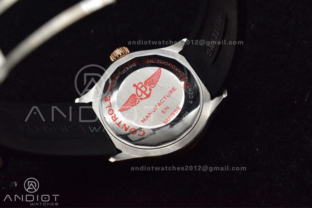 SuperOcean Automatic 42 SS RG BLSF 1:1 Best Edition Black Dial on Black Rubber Strap A Comfortable 1165