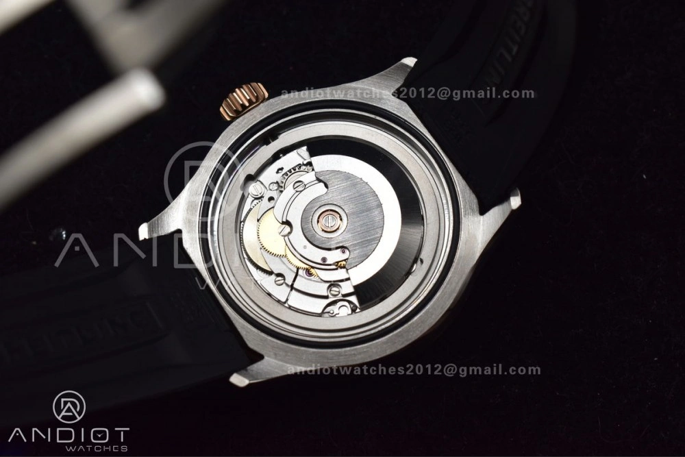 SuperOcean Automatic 42 SS RG BLSF 1:1 Best Edition Black Dial on Black Rubber Strap A Comfortable 1165