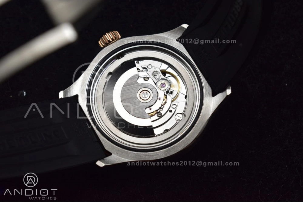 SuperOcean Automatic 42 SS RG BLSF 1:1 Best Edition Black Dial on Black Rubber Strap A Comfortable 1165