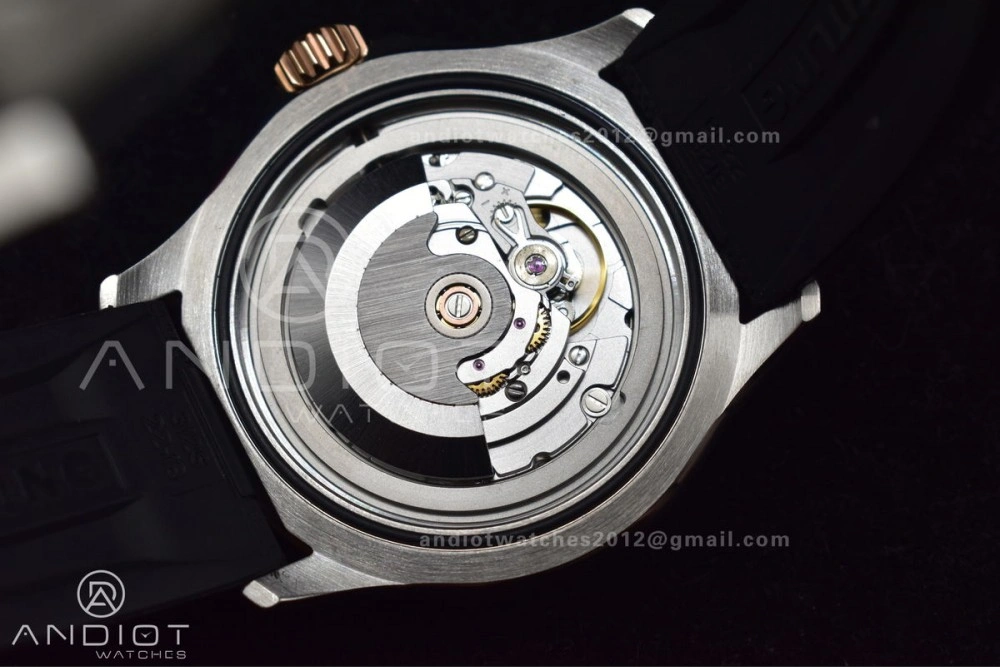 SuperOcean Automatic 42 SS RG BLSF 1:1 Best Edition Black Dial on Black Rubber Strap A Comfortable 1165