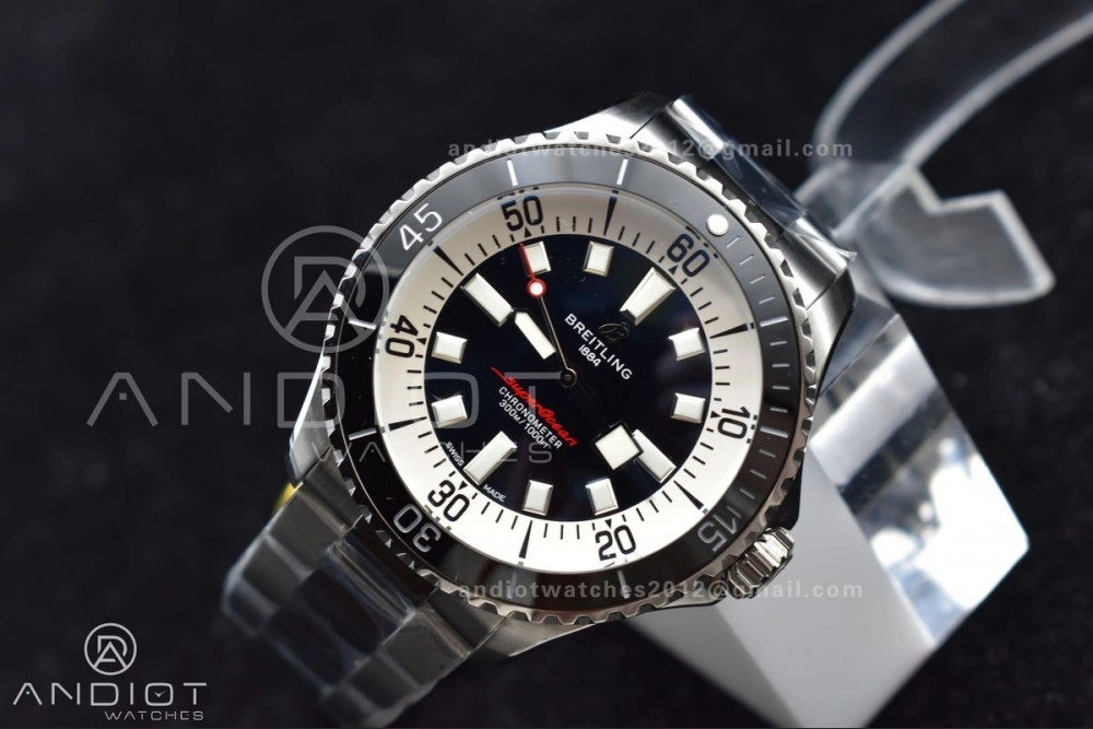 Sophisticated SuperOcean Automatic 44 TF 1:1 Best Edition Black White Dial on SS Bracelet A 177