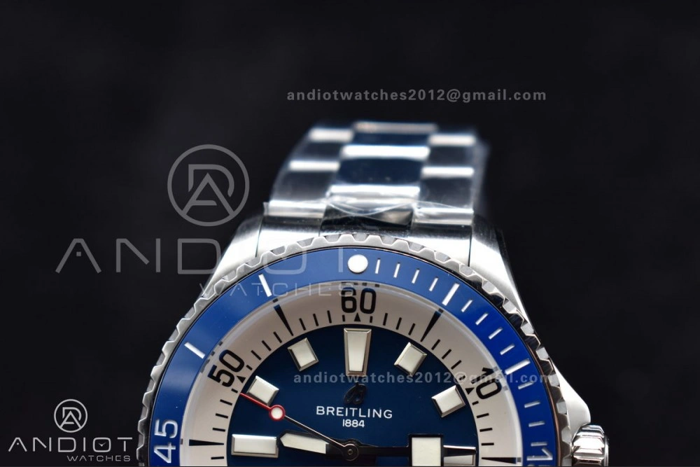 SuperOcean Automatic 44 TF 1:1 Best Edition Blue Ceramic Bezel Blue White Dial on SS Bracelet A Thermal 482