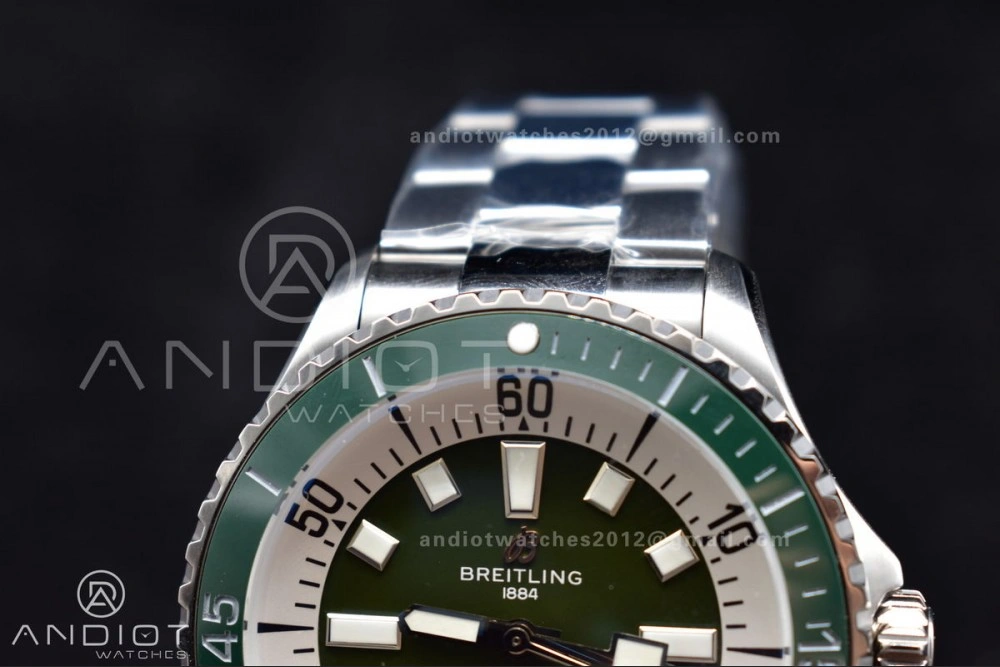 SuperOcean Automatic 44 TF 1:1 Best Edition Green Ceramic Bezel Green White Dial on SS Bracelet A EasyMatch 168
