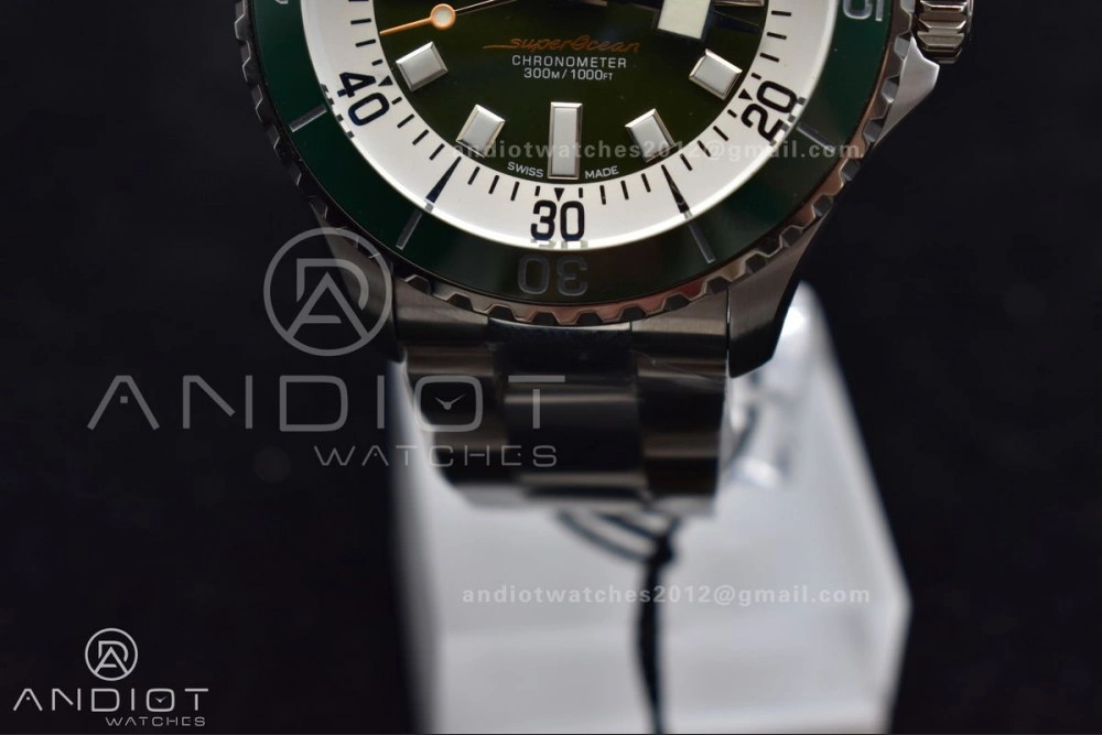 SuperOcean Automatic 44 TF 1:1 Best Edition Green Ceramic Bezel Green White Dial on SS Bracelet A EasyMatch 168