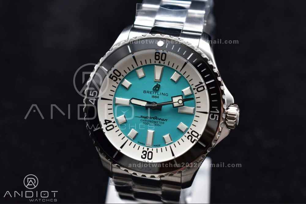 Original SuperOcean Automatic 44 TF 1:1 Best Edition Tiffany Blue Dial on SS Bracelet A 229