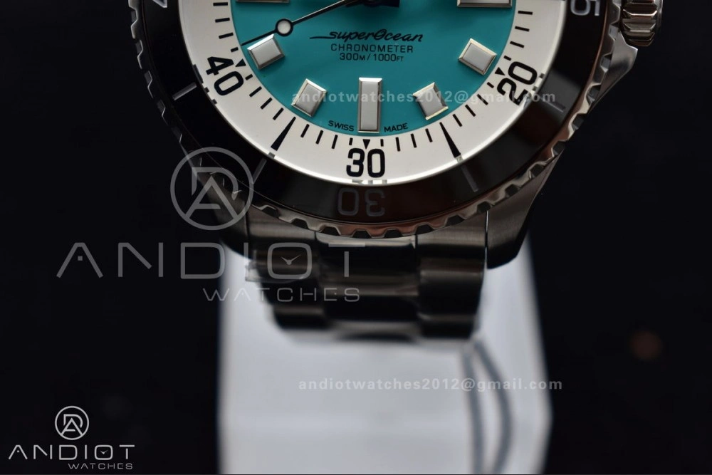 Original SuperOcean Automatic 44 TF 1:1 Best Edition Tiffany Blue Dial on SS Bracelet A 229