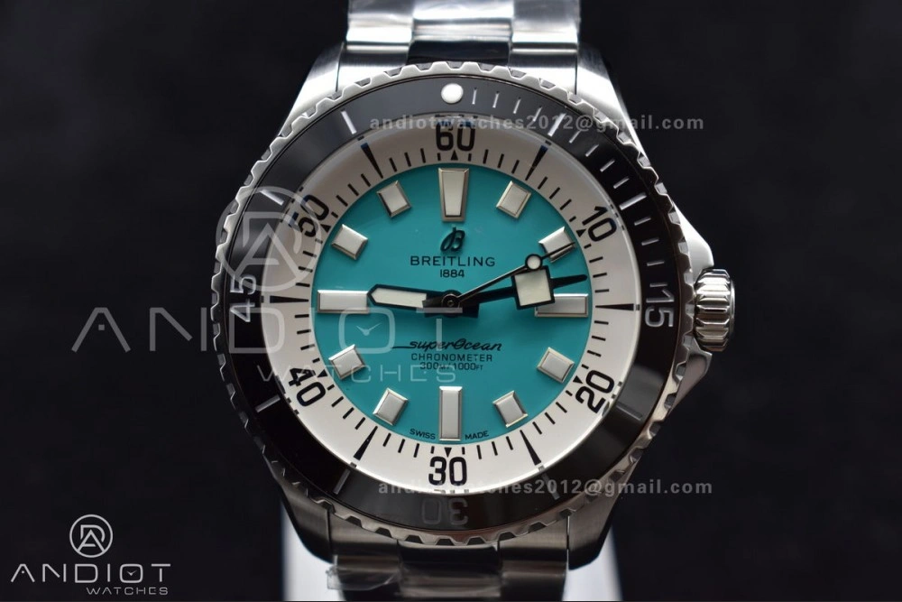 Original SuperOcean Automatic 44 TF 1:1 Best Edition Tiffany Blue Dial on SS Bracelet A 229