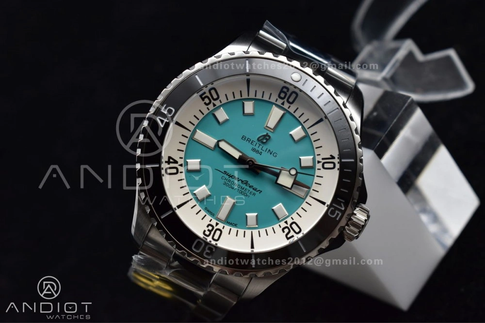 Original SuperOcean Automatic 44 TF 1:1 Best Edition Tiffany Blue Dial on SS Bracelet A 229