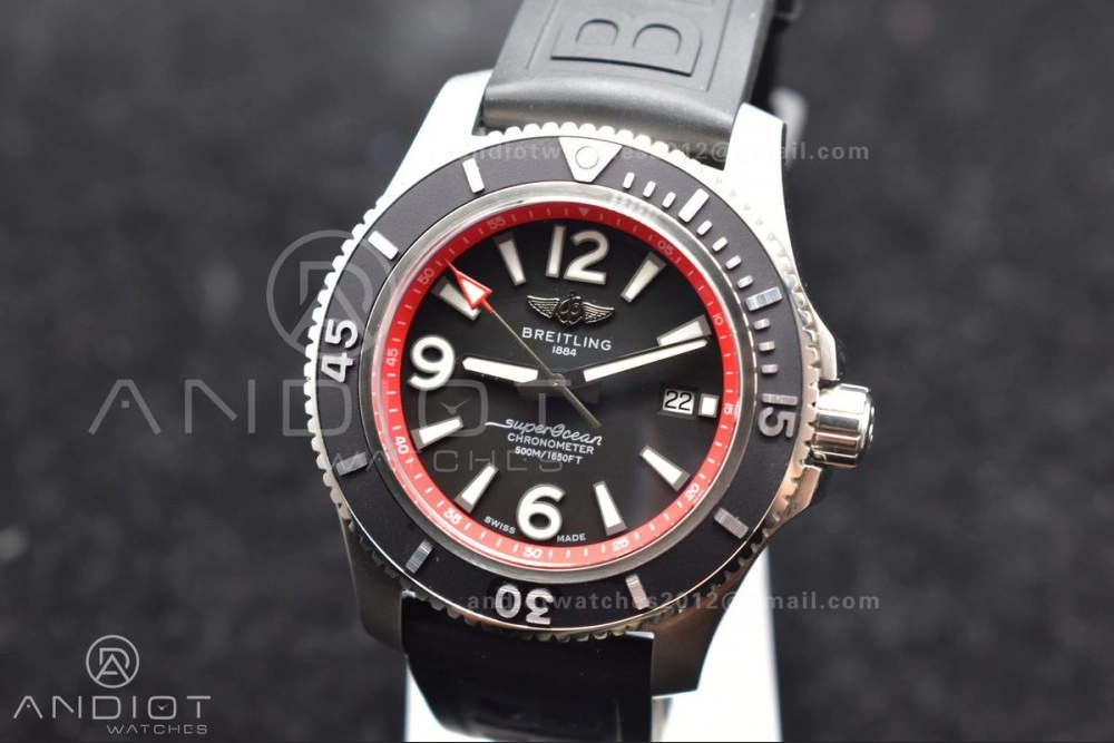 Sporty Superocean Automatic 44 BLSF 1:1 Best Edition Black Dial And Bezel With Orange Rehaut On Black Rubber Strap A 198