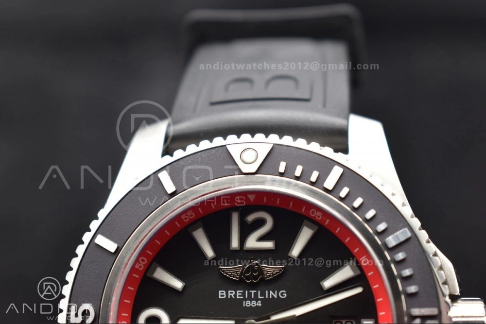 QuickDry Superocean Automatic 44 BLSF 1:1 Best Edition Black Dial And Bezel With Orange Rehaut On Black Rubber Strap A 1166