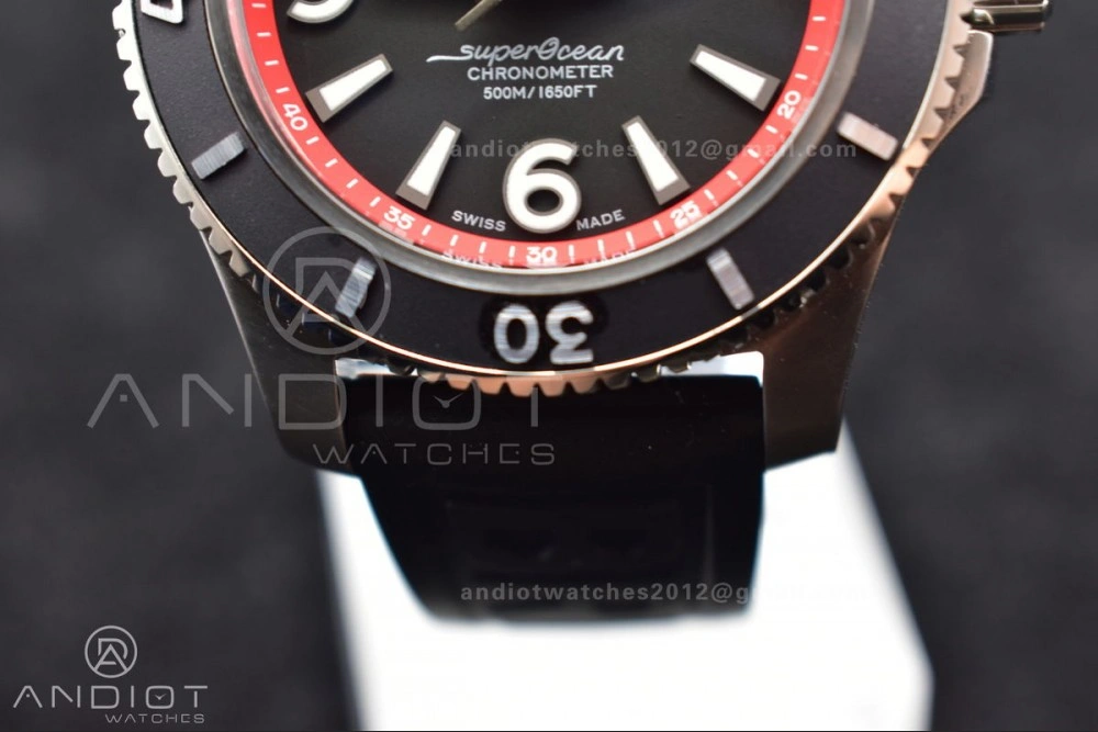 QuickDry Superocean Automatic 44 BLSF 1:1 Best Edition Black Dial And Bezel With Orange Rehaut On Black Rubber Strap A 1166