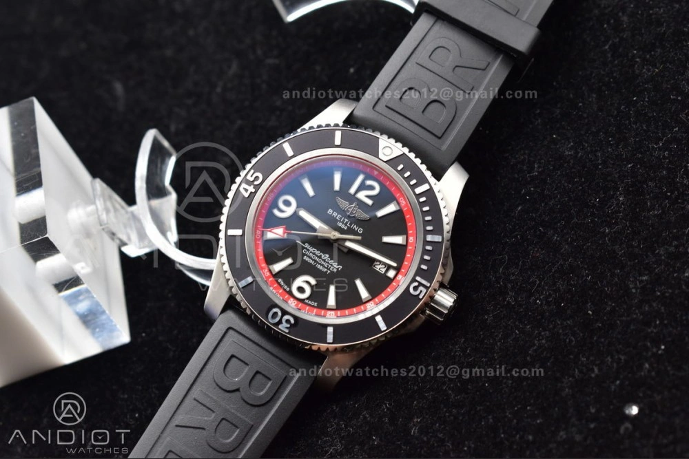 QuickDry Superocean Automatic 44 BLSF 1:1 Best Edition Black Dial And Bezel With Orange Rehaut On Black Rubber Strap A 1166