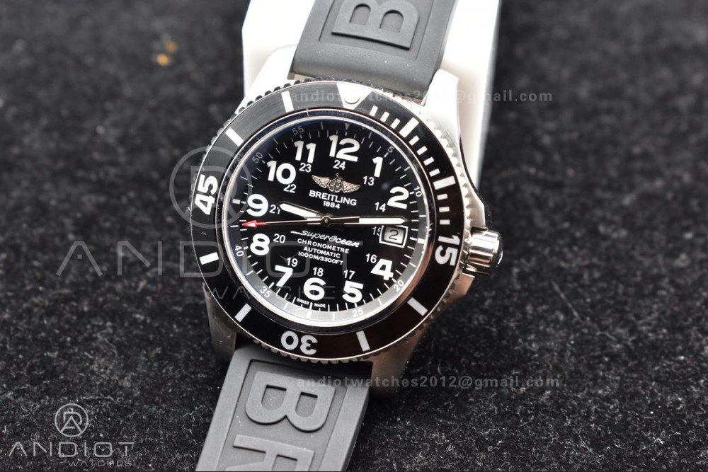 Superocean Automatic 44 TF 1:1 Best Edition Black Dial Black Bezel On Black Rubber Strap A GoodFit 1167