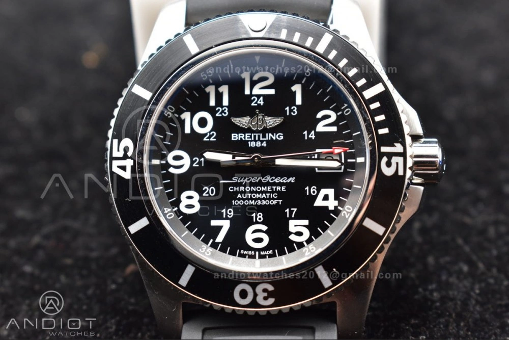 Superocean Automatic 44 TF 1:1 Best Edition Black Dial Black Bezel On Black Rubber Strap A GoodFit 1167