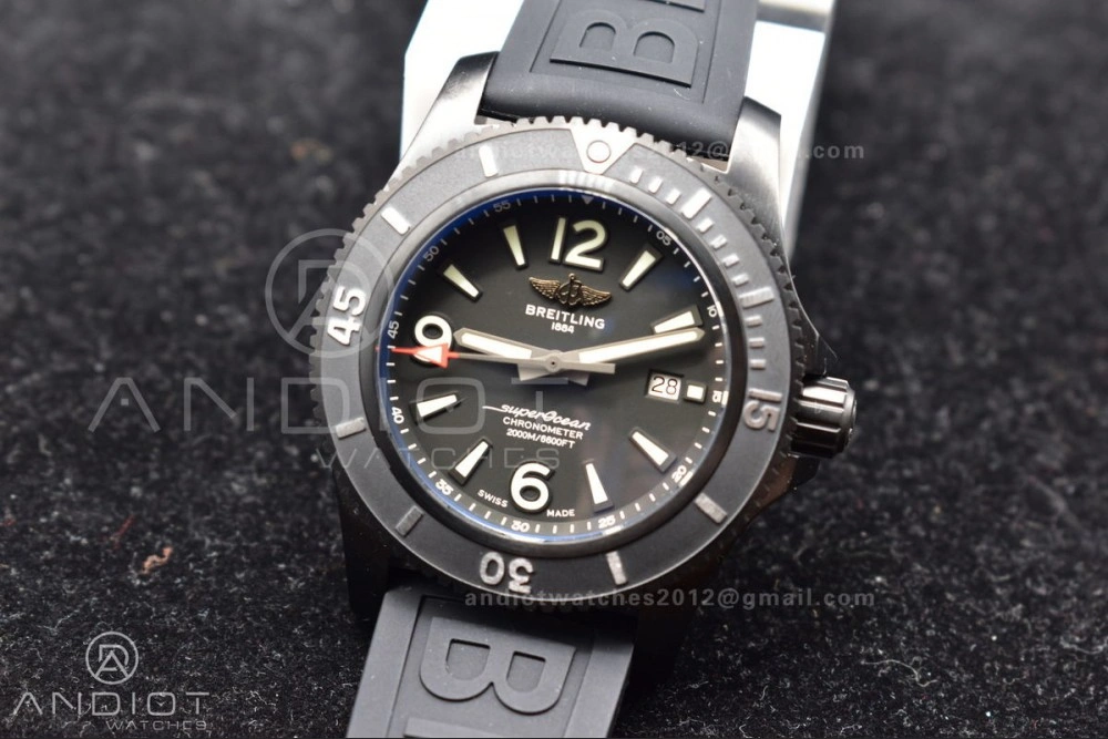 ComfortFit Superocean Automatic 44 TF 1:1 Best Edition Black Dial Black Bezel On Black Rubber Strap A 199