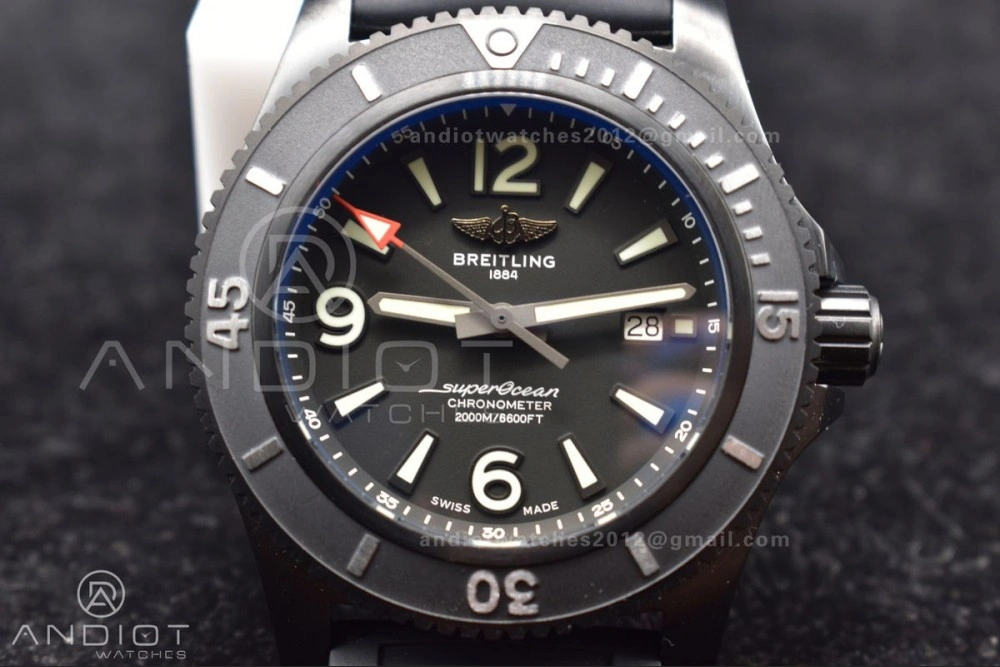 Superocean Automatic 44 TF 1:1 Best Edition Black Dial Black Bezel On Black Rubber Strap A SunProtective 1171