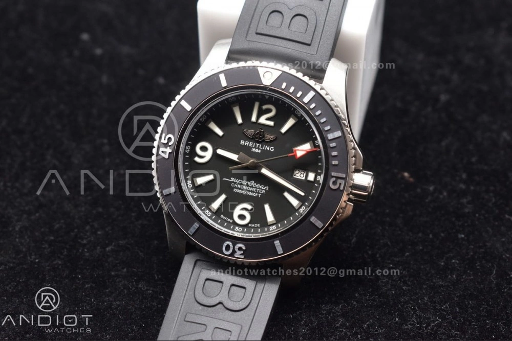 Practical Superocean Automatic 44 TF 1:1 Best Edition Black Dial Black Bezel On Black Rubber Strap A 180