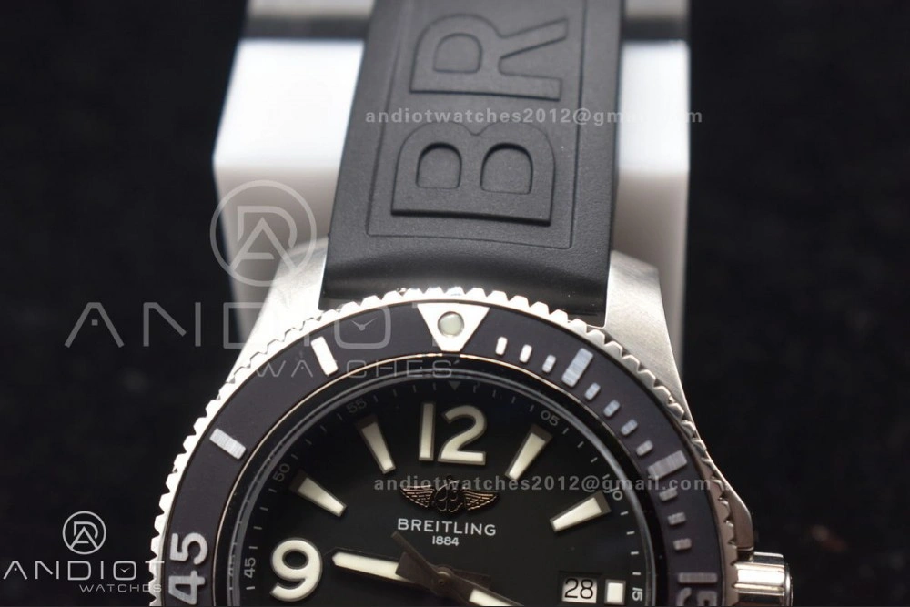Practical Superocean Automatic 44 TF 1:1 Best Edition Black Dial Black Bezel On Black Rubber Strap A 180
