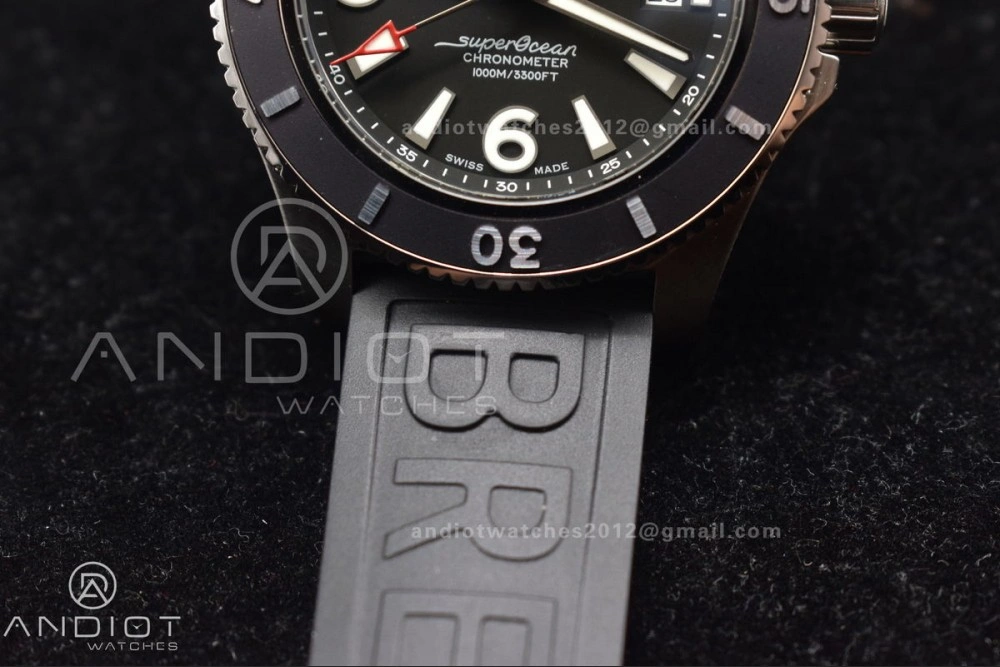 Practical Superocean Automatic 44 TF 1:1 Best Edition Black Dial Black Bezel On Black Rubber Strap A 180