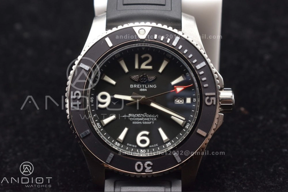 Practical Superocean Automatic 44 TF 1:1 Best Edition Black Dial Black Bezel On Black Rubber Strap A 180