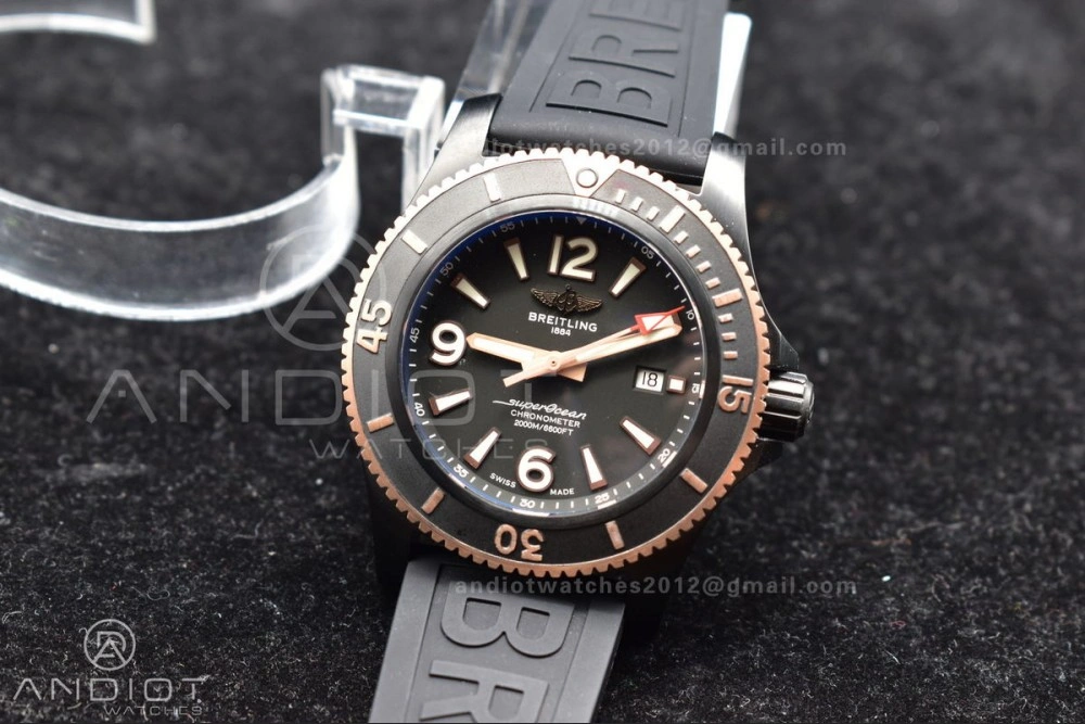 Comfortable Superocean Automatic 44 TF 1:1 Best Edition Black Dial Black Bezel on Black Rubber Strap A 200