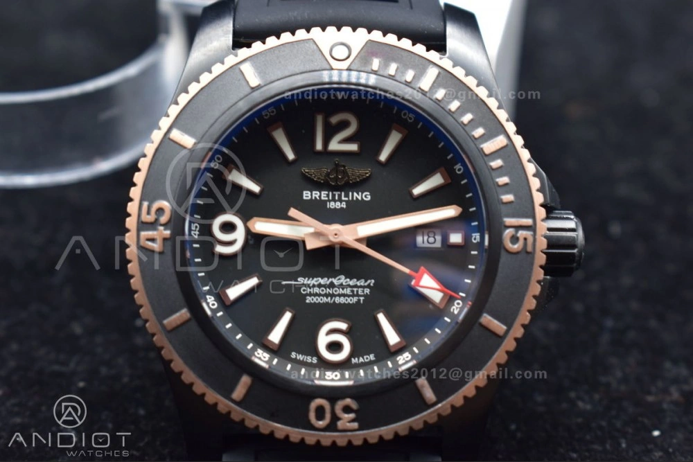 Comfortable Superocean Automatic 44 TF 1:1 Best Edition Black Dial Black Bezel on Black Rubber Strap A 200