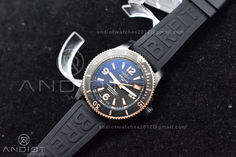 Comfortable Superocean Automatic 44 TF 1:1 Best Edition Black Dial Black Bezel on Black Rubber Strap A 200