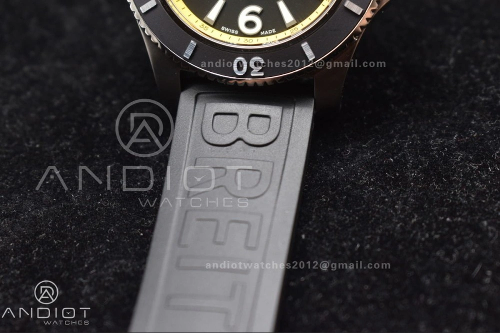 Superocean Automatic 44 TF 1:1 Best Edition Black Dial and Bezel with Yellow Rehaut On Black Rubber Strap A Comfortable 169