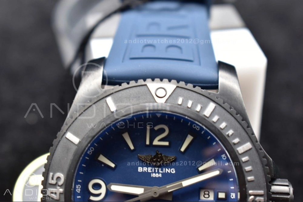 Superocean Automatic 44 TF 1:1 Best Edition Blue Dial Black Bezel On Black Rubber Strap A OdorResistant 205