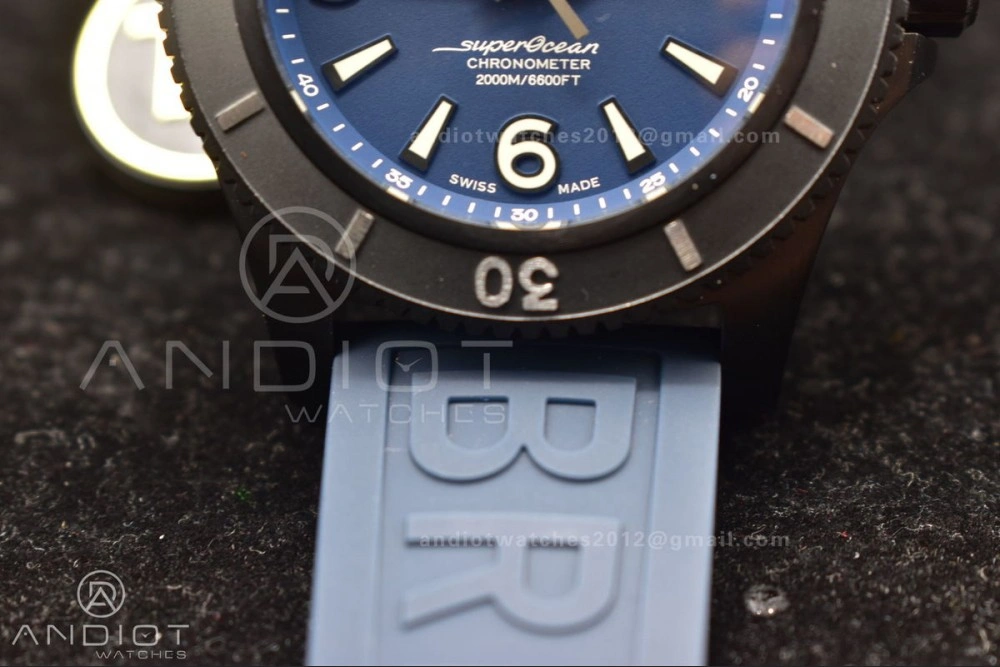 Superocean Automatic 44 TF 1:1 Best Edition Blue Dial Black Bezel On Black Rubber Strap A OdorResistant 205