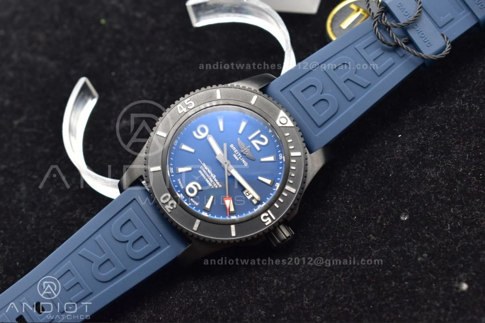 Superocean Automatic 44 TF 1:1 Best Edition Blue Dial Black Bezel On Black Rubber Strap A OdorResistant 205