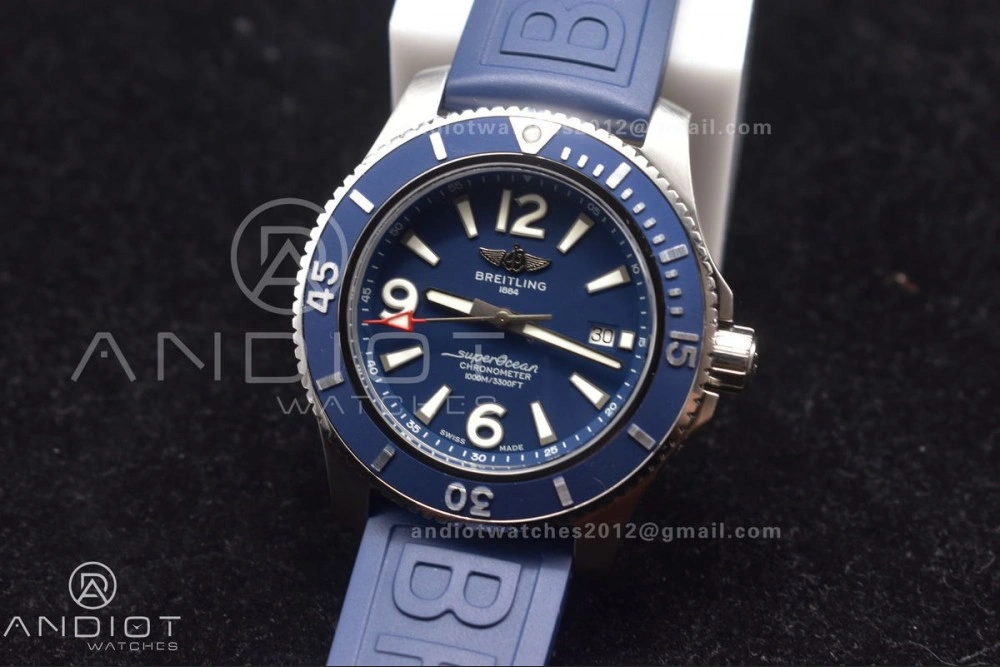 Superocean Automatic 44 TF 1:1 Best Edition Blue Dial Black Bezel On Black Rubber Strap A Affordable 188