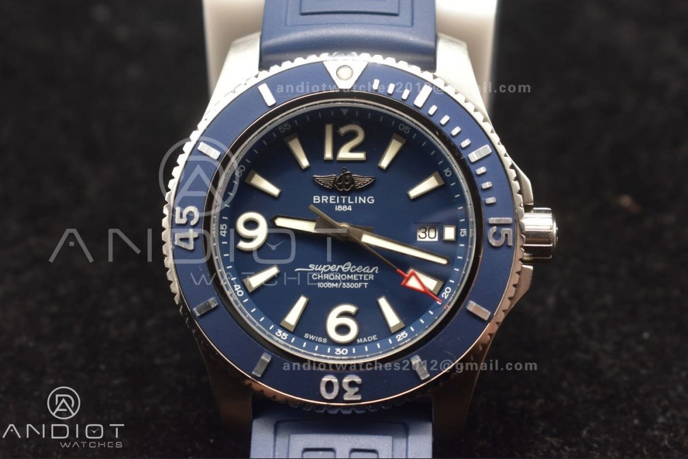 Superocean Automatic 44 TF 1:1 Best Edition Blue Dial Black Bezel On Black Rubber Strap A Affordable 188