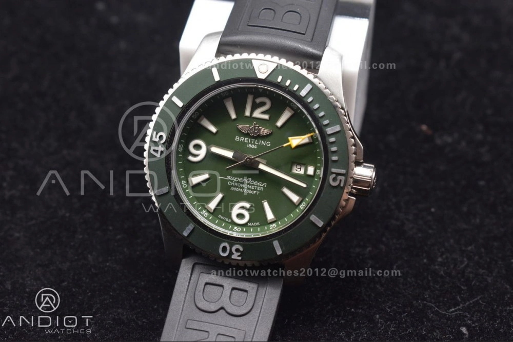 Superocean Automatic 44 TF 1:1 Best Edition Dark Green Dial Black Bezel On Black Rubber Strap A Neat 178