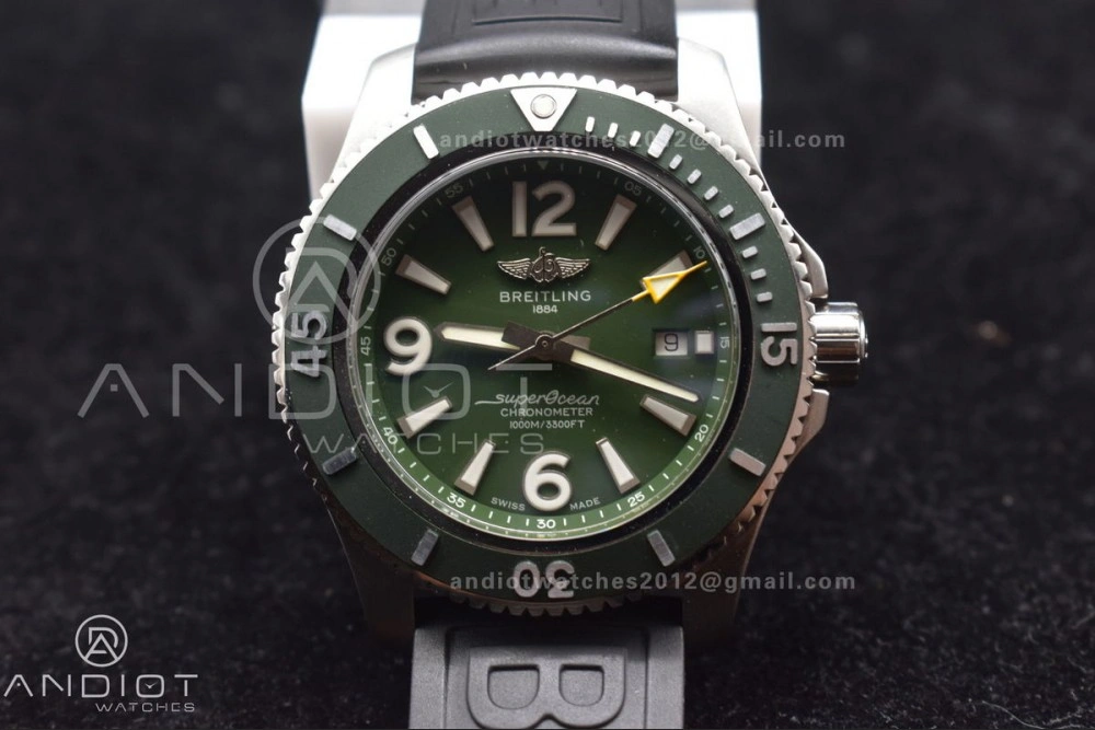 Superocean Automatic 44 TF 1:1 Best Edition Dark Green Dial Black Bezel On Black Rubber Strap A Neat 178