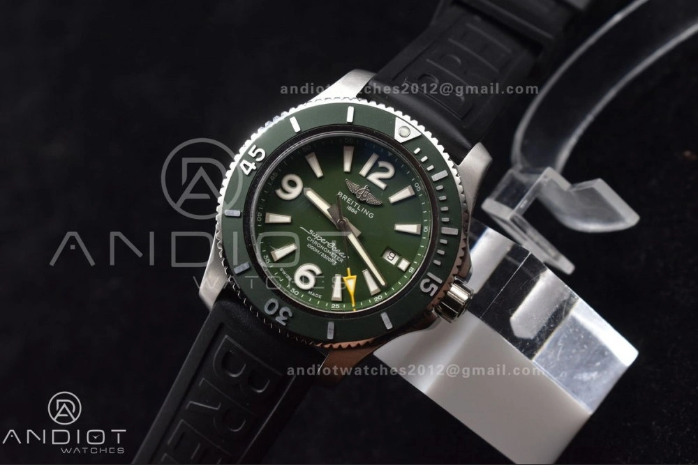 Superocean Automatic 44 TF 1:1 Best Edition Dark Green Dial Black Bezel On Black Rubber Strap A Neat 178